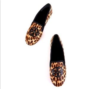 Tory Burch Leopard Billy Haircalf Slipper Loafers Size 8 New